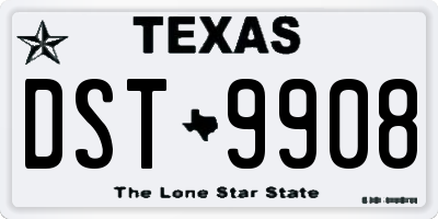TX license plate DST9908