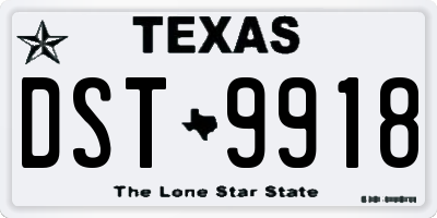 TX license plate DST9918