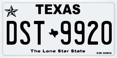 TX license plate DST9920