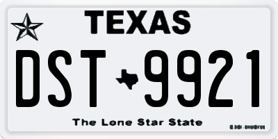 TX license plate DST9921