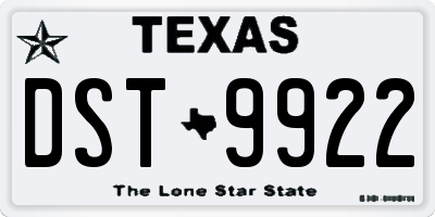 TX license plate DST9922