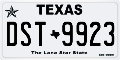 TX license plate DST9923