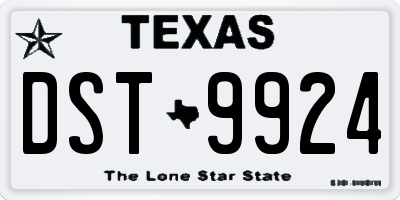 TX license plate DST9924