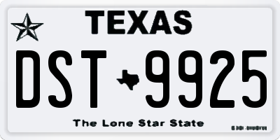TX license plate DST9925