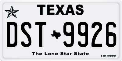 TX license plate DST9926