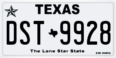 TX license plate DST9928