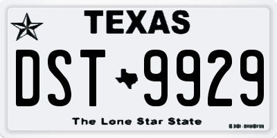 TX license plate DST9929