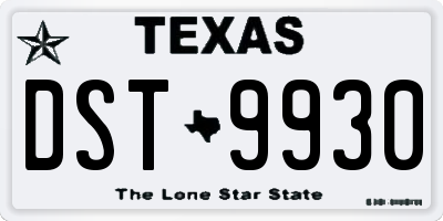 TX license plate DST9930