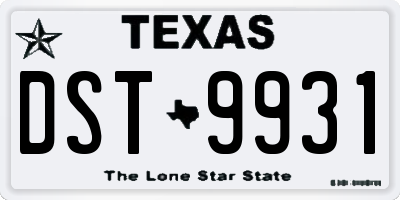 TX license plate DST9931