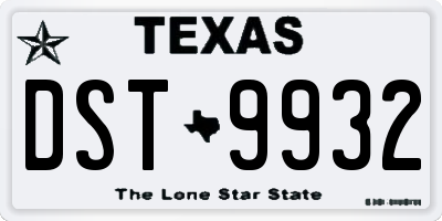 TX license plate DST9932