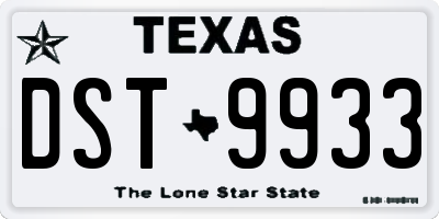 TX license plate DST9933