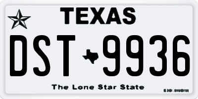 TX license plate DST9936