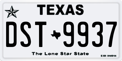 TX license plate DST9937