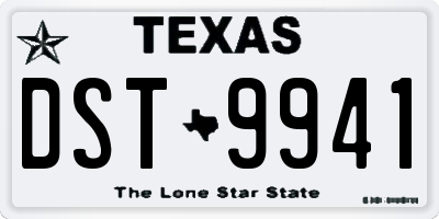 TX license plate DST9941
