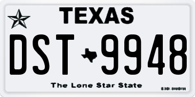 TX license plate DST9948