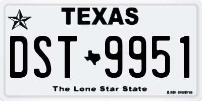 TX license plate DST9951