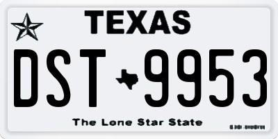 TX license plate DST9953