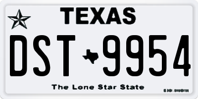 TX license plate DST9954