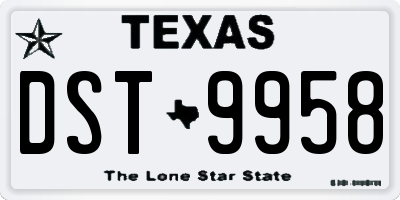 TX license plate DST9958