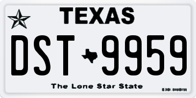 TX license plate DST9959