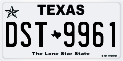 TX license plate DST9961