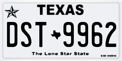 TX license plate DST9962