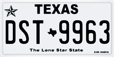 TX license plate DST9963