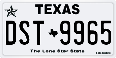 TX license plate DST9965