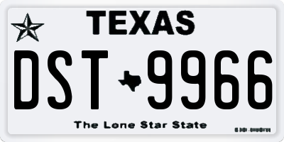 TX license plate DST9966