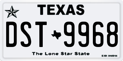 TX license plate DST9968