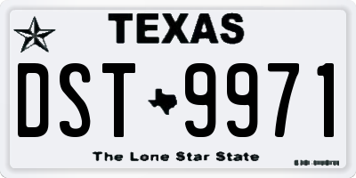 TX license plate DST9971