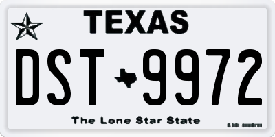 TX license plate DST9972