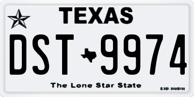 TX license plate DST9974