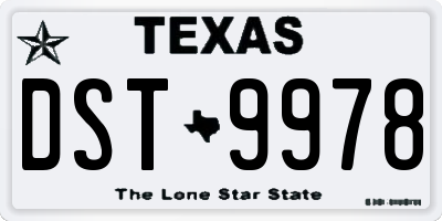 TX license plate DST9978