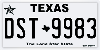TX license plate DST9983