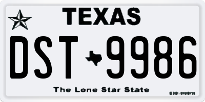 TX license plate DST9986