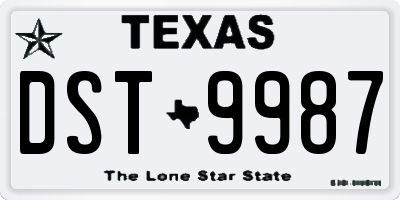 TX license plate DST9987