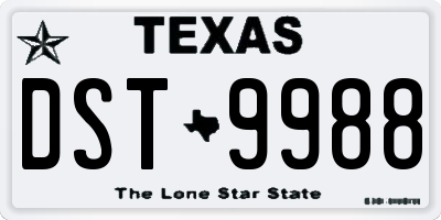 TX license plate DST9988