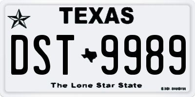 TX license plate DST9989