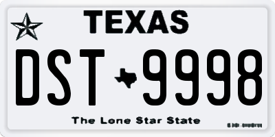TX license plate DST9998