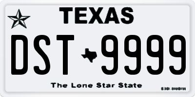 TX license plate DST9999