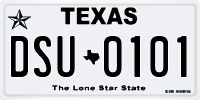 TX license plate DSU0101