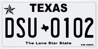 TX license plate DSU0102