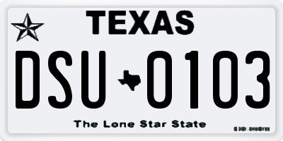 TX license plate DSU0103
