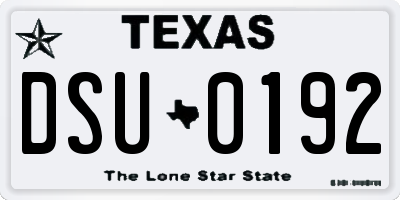 TX license plate DSU0192