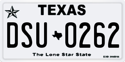 TX license plate DSU0262