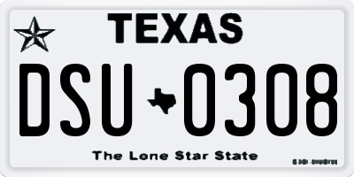 TX license plate DSU0308