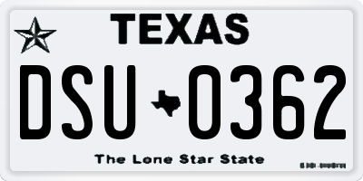 TX license plate DSU0362