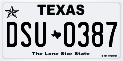 TX license plate DSU0387