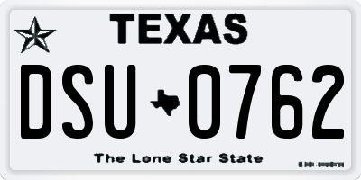 TX license plate DSU0762